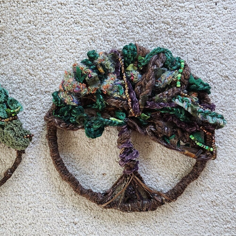Handmade Tree of Life, fibers and crystals.